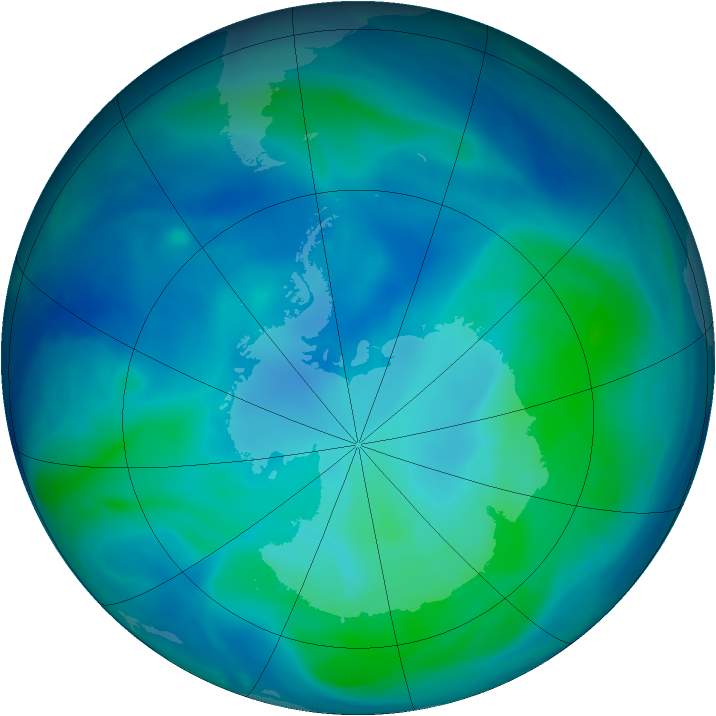 Antarctic ozone map for 19 February 2007